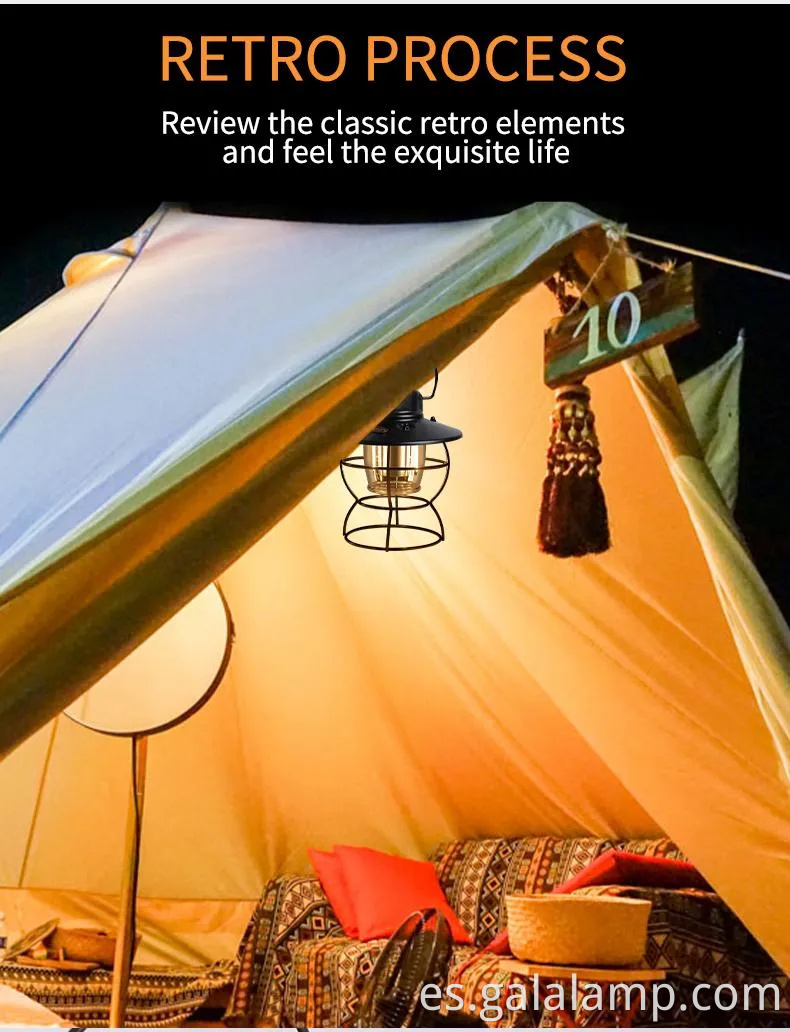 Lámpara de campamento LED impermeable con carga USB para al aire libre